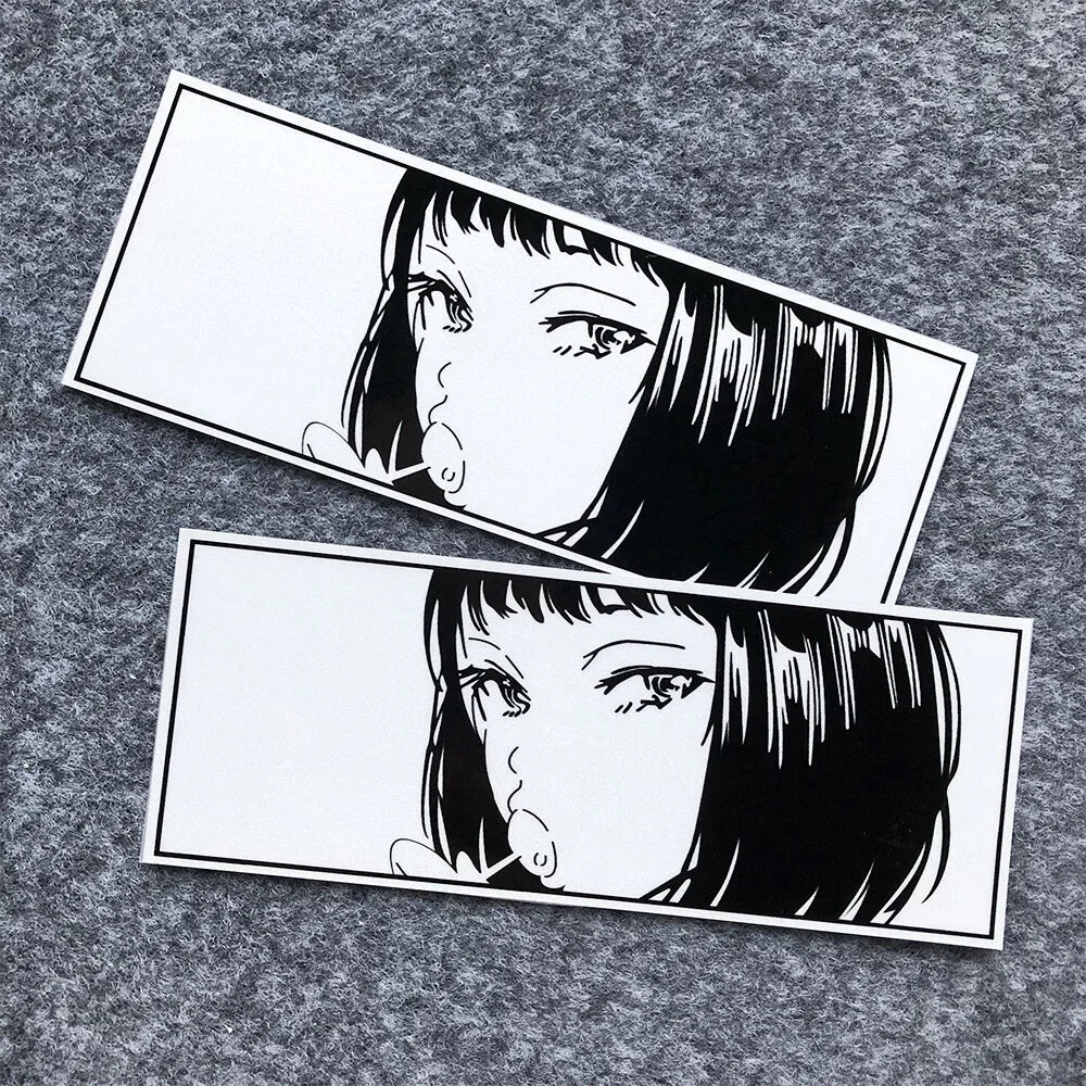 JDM Anime Girl Laser/Reflective Stickers Motor Bike Motorcycle Scooter Locomotive Car Body Bumper Decorative Decals Accessories