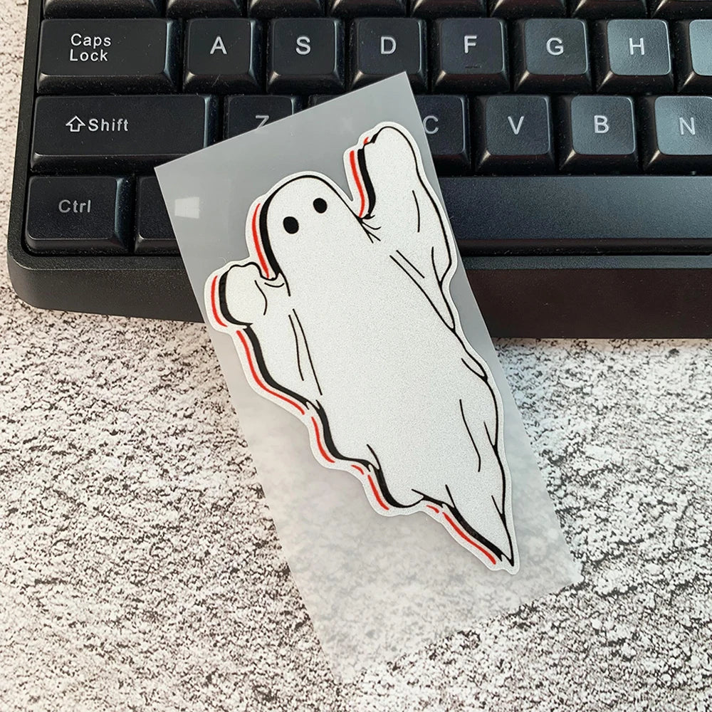 JDM Melting Ghost Reflective Car Stickers Decor Motorcycle Scooter Auto Body Window Fuel Tank Cap Windshield Decals Accessories