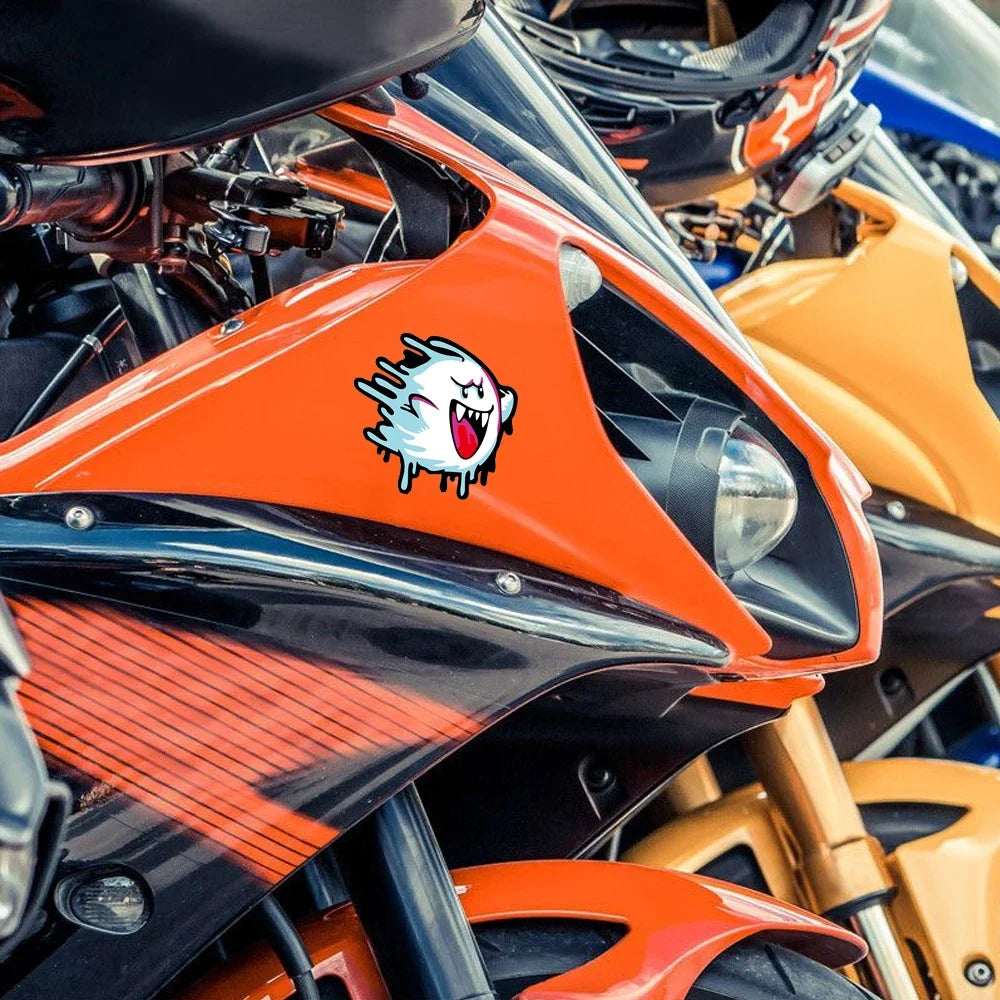 JDM Melting Ghost Reflective Car Stickers Decor Motorcycle Scooter Auto Body Window Fuel Tank Cap Windshield Decals Accessories