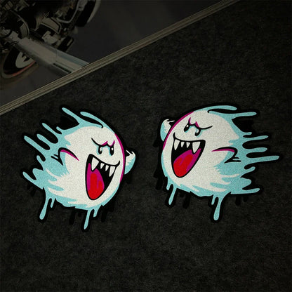 JDM Melting Ghost Reflective Car Stickers Decor Motorcycle Scooter Auto Body Window Fuel Tank Cap Windshield Decals Accessories