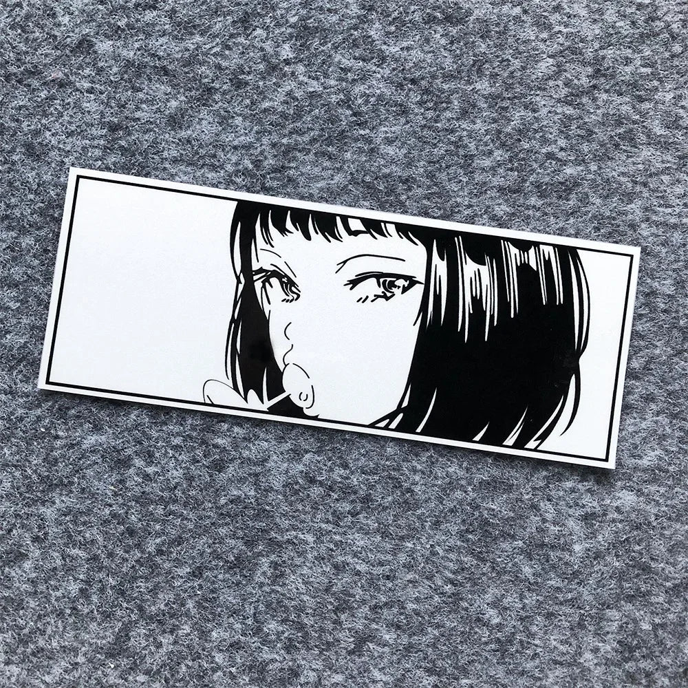 JDM Anime Girl Laser/Reflective Stickers Motor Bike Motorcycle Scooter Locomotive Car Body Bumper Decorative Decals Accessories