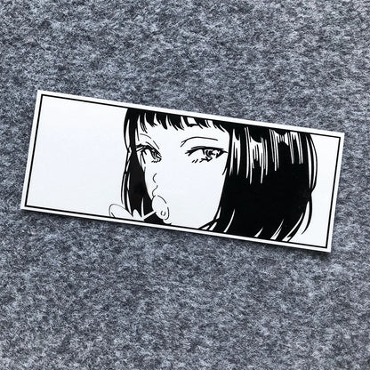 JDM Anime Girl Laser/Reflective Stickers Motor Bike Motorcycle Scooter Locomotive Car Body Bumper Decorative Decals Accessories