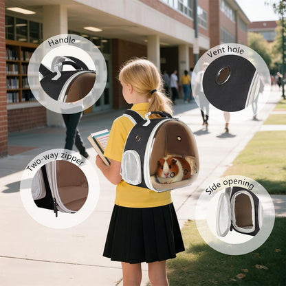 Portable Guinea Pig Backpack, Polarized Bubble Backpack for Small Animals Travel Handbag Cage for Kitten Rabbit Squirrel Bearded Dragon Turtle Breathable Carrier