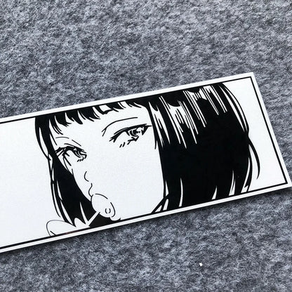 JDM Anime Girl Laser/Reflective Stickers Motor Bike Motorcycle Scooter Locomotive Car Body Bumper Decorative Decals Accessories
