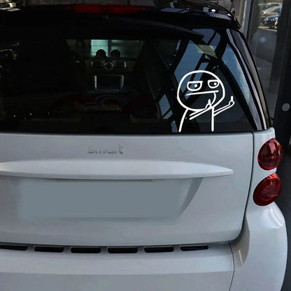 Car Stickers Stick Figure Middle Finger Funny JDM Laser Holographic Reflective Decals for Trunk Window Bumper Motorcycle Helmet