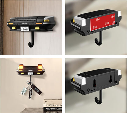 Initial D AE86 & Mazd@ MX5 Miata Retro Car Wall Key Holder - LED Pop-Up Headlight, Auto-Off Light, Car Enthusiast Organizer for Home & Garage. (Ae86-Black【With Lights】)