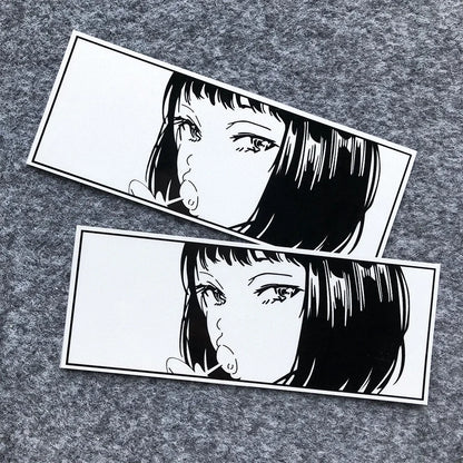 JDM Anime Girl Laser/Reflective Stickers Motor Bike Motorcycle Scooter Locomotive Car Body Bumper Decorative Decals Accessories