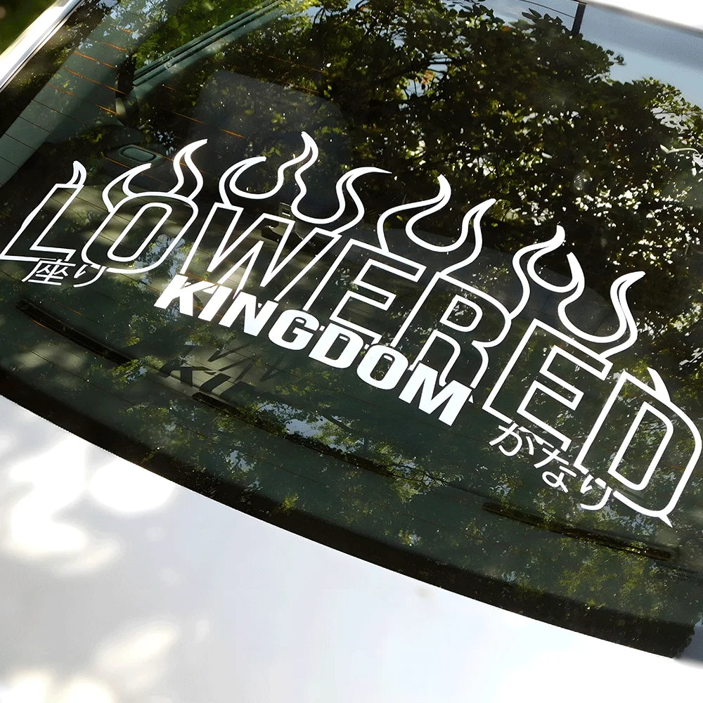 Lowered Kingdom Flame for Car Sticker Windshield Rear Window Banner JDM Graphics Stance External Accessories Vinyl Decals
