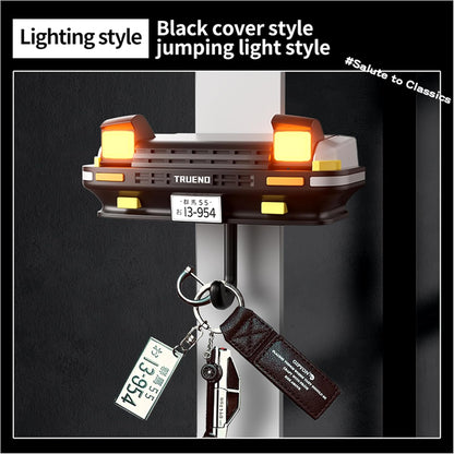 Initial D AE86 & Mazd@ MX5 Miata Retro Car Wall Key Holder - LED Pop-Up Headlight, Auto-Off Light, Car Enthusiast Organizer for Home & Garage. (Ae86-Black【With Lights】)
