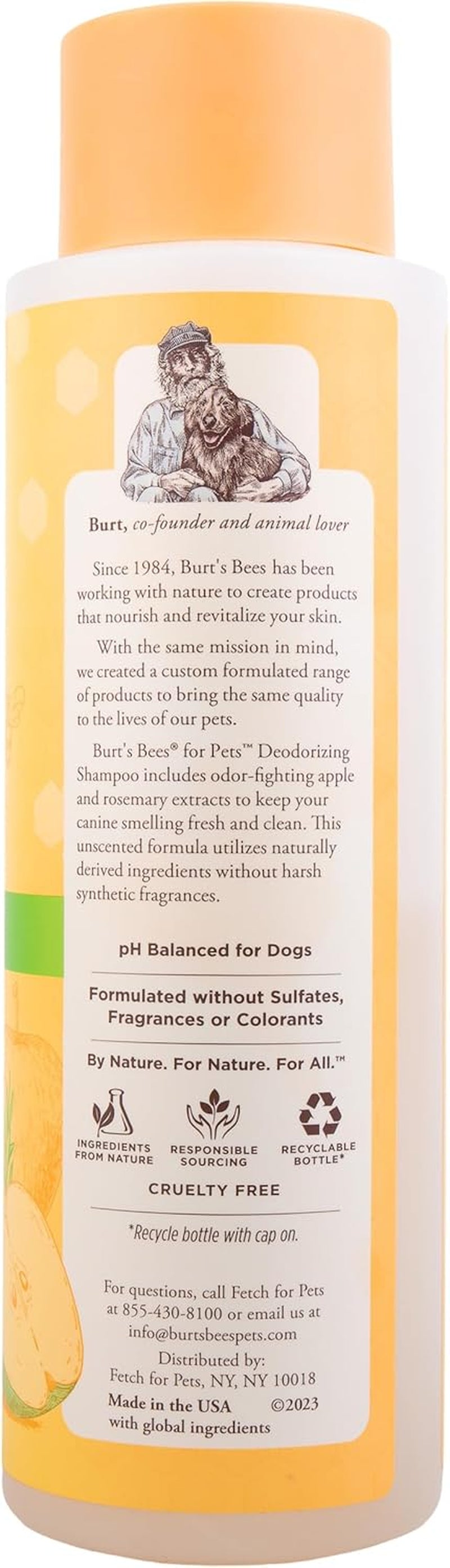 Deodorizing Dog Shampoo with Apple and Rosemary, 95% Natural Origin, Ph Balanced, Free of Sulfates, for Smelly Dogs, Gentle Dog Shampoo, 16 Fl Oz - 2 Pack