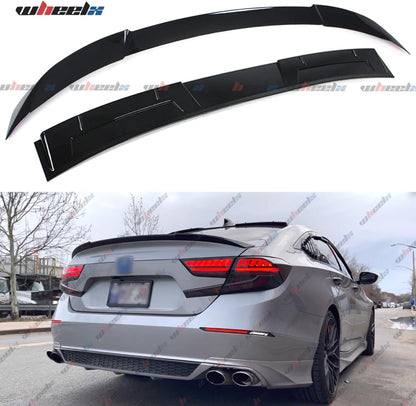 2Pcs Roof Top Spoiler & Rear Spoiler Compatible with 2018-2022 Honda Accord, V Style JDM Duckbill Fits for 4 Door Sedan, Trunk Exterior High Kick Tail Deck Lid Wing Lip (Glossy Black)