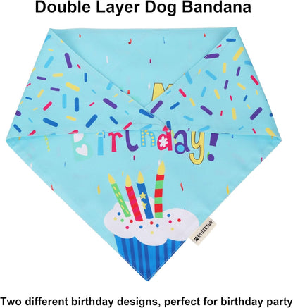 Dog Birthday Hat, Blue Birthday Boy Bandana with Bow Tie, Large | 3 Sizes, It'S My Birthday Dog Bandana, Colorful Pom Pom Hat, Bow Tie & Age Numbers for Medium Large Dogs