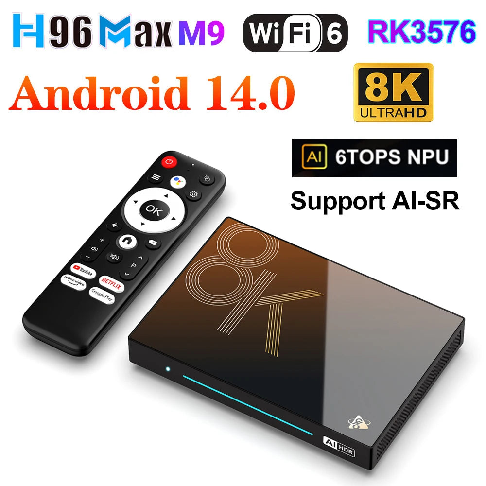 MAX M9S Android14 AI Visionpq TV Box Rockchip RK3576 Support Super Resolution 8K Video Decoding 8G 128G LPDDR4 Media Player