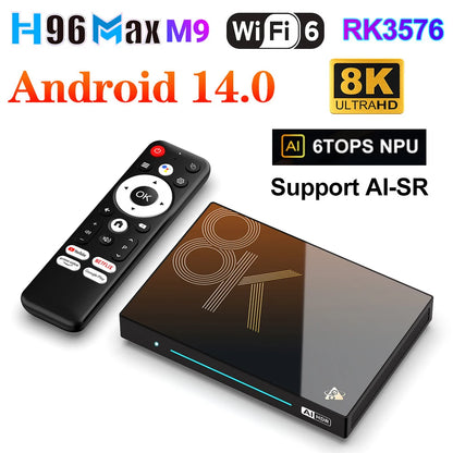 MAX M9S Android14 AI Visionpq TV Box Rockchip RK3576 Support Super Resolution 8K Video Decoding 8G 128G LPDDR4 Media Player