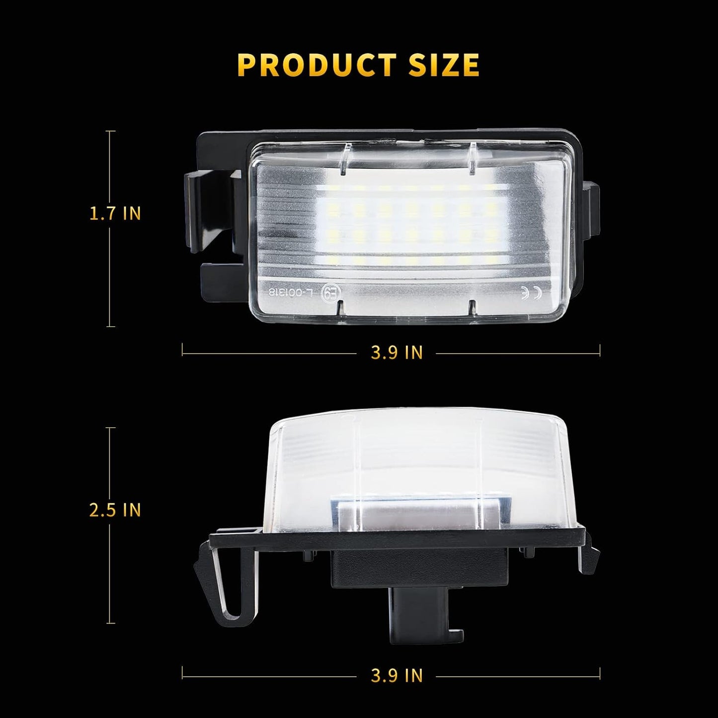 LED License Plate Light for N'Issan 350Z 370Z GT-R Versa Cube Leaf & I'Nfiniti G25 G35 G37 Q40 Q60 Tag Lamp Assembly, 6000K White 2PCS