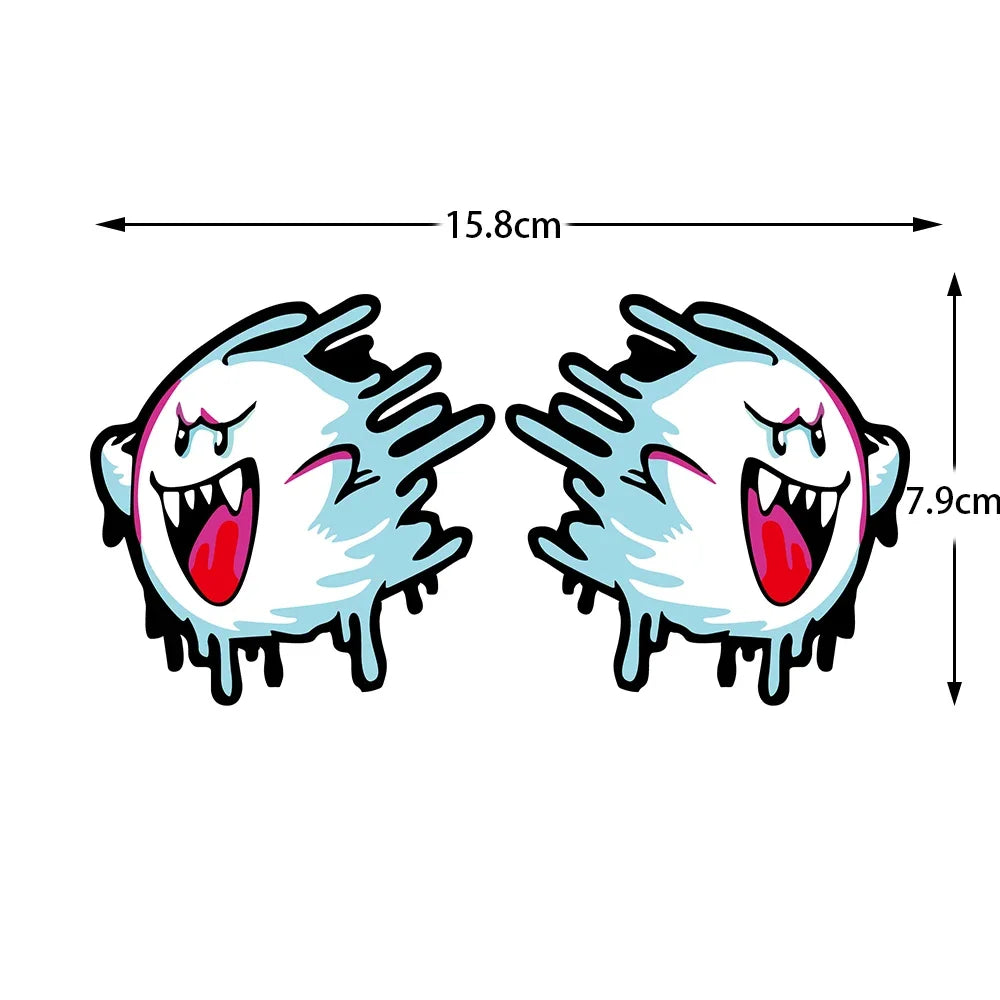 JDM Melting Ghost Reflective Car Stickers Decor Motorcycle Scooter Auto Body Window Fuel Tank Cap Windshield Decals Accessories