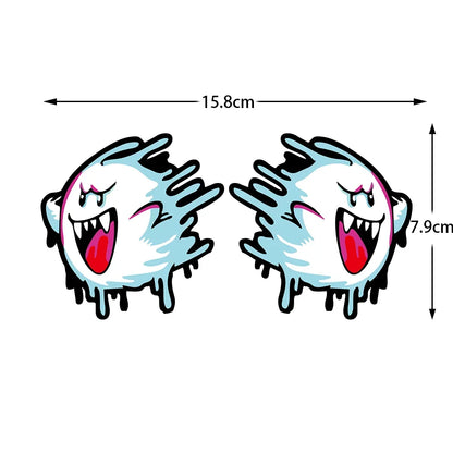 JDM Melting Ghost Reflective Car Stickers Decor Motorcycle Scooter Auto Body Window Fuel Tank Cap Windshield Decals Accessories
